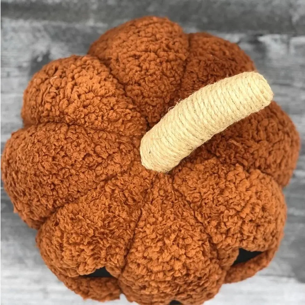 Sherpa Jack O Lantern Plush Pumpkin Pillow Halloween Decor